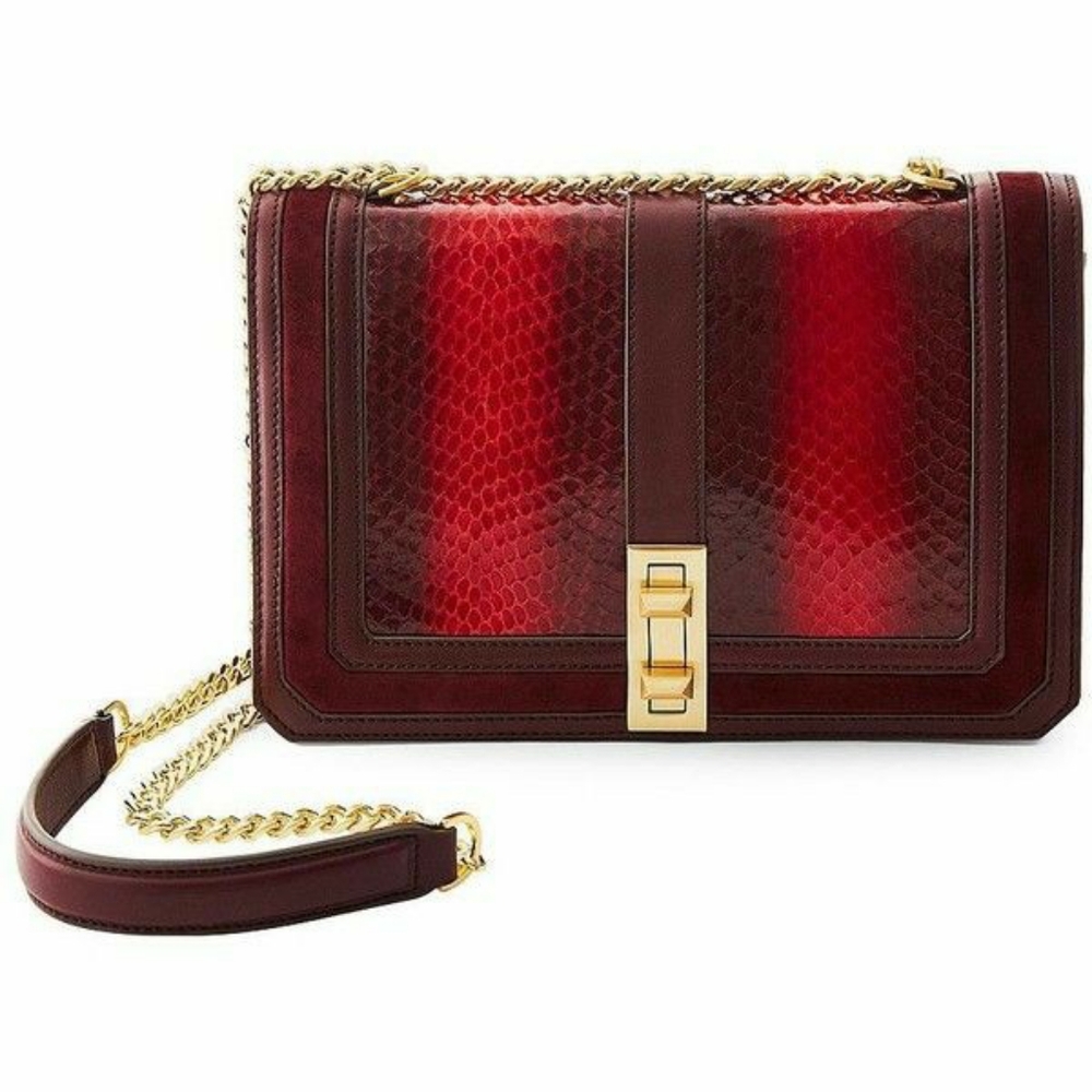Brian Atwood | Leather Shoulder / Crossbody Bag with Gold-chain Detail